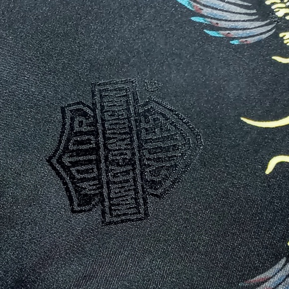 Ralph Marlin Y2K Harley-Davidson Eagle In Harley Flames Black Neck Tie - Picture 3 of 8